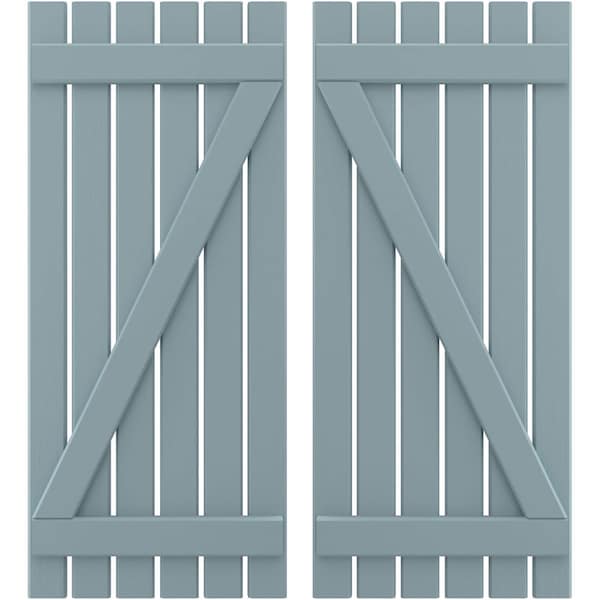 Ekena Millwork Americraft 6-Board (2 Batten) Wood Spaced Board-n-Batten Shutters w/ Z-Bar, ARW102SB623X77SBH, PR ARW102SB623X77SBH - main